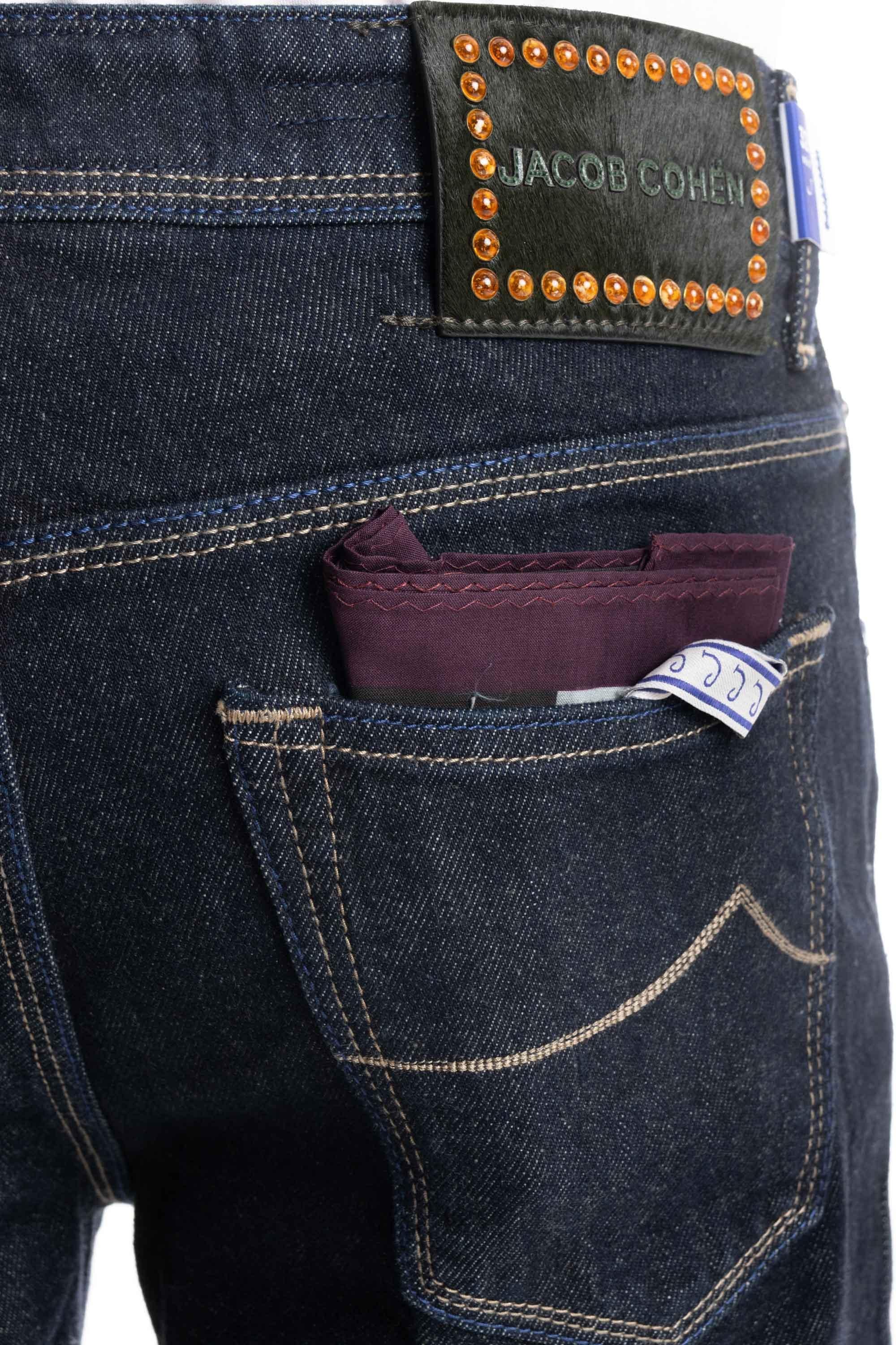 Jacob Cohen Jeans lavaggio scuro etichetta in cavallino e ambre modello Scott M15 39 S 3583 SCOTT 890D 