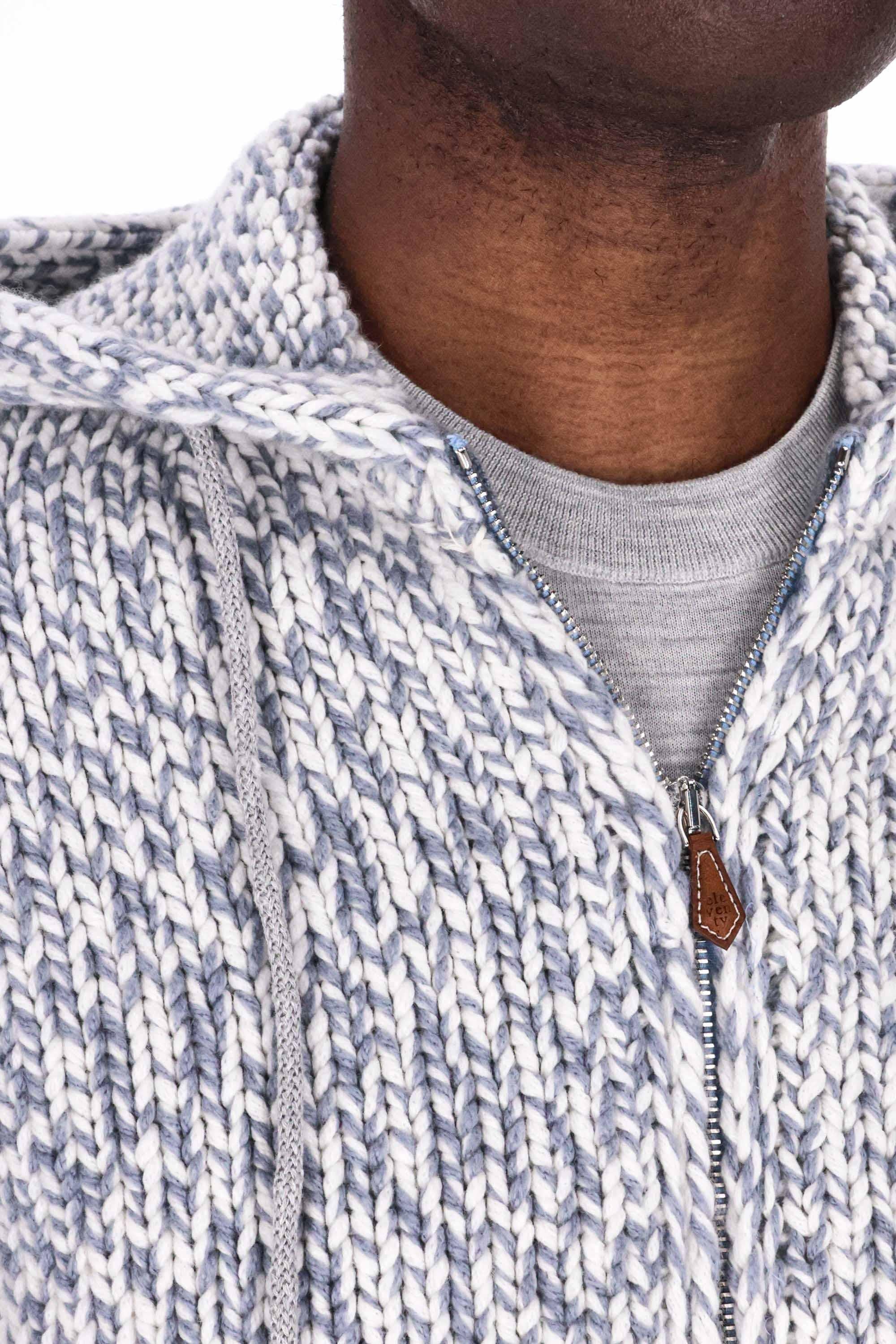 Eleventy Maglia full zip moulinè in cashmere con cappuccio L76MAGL43 MAG0J010 08 