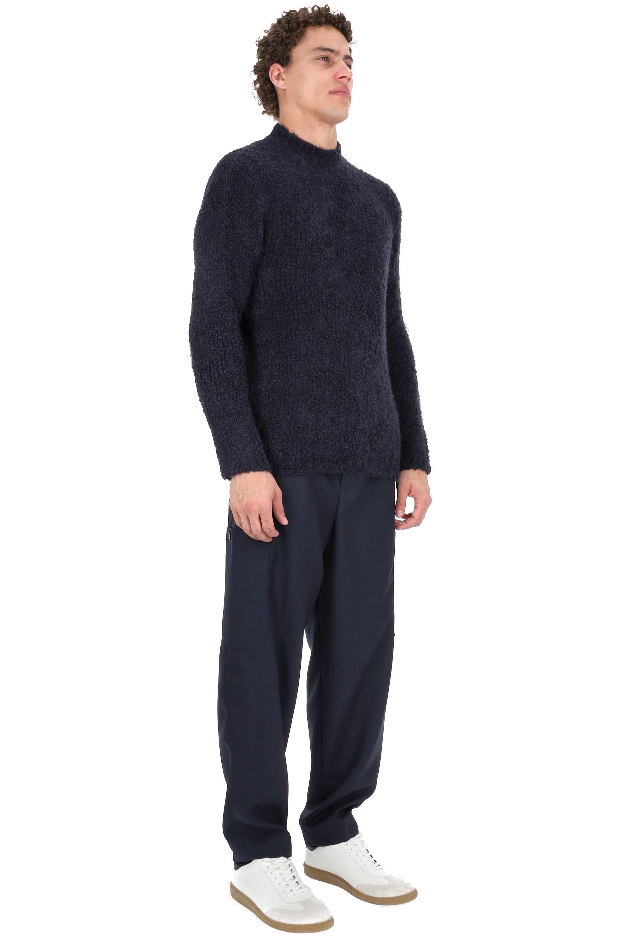 Tagliatore Maglia girocollo in lana-viscosa effetto bouclè BRAYS-25I397 BLU 