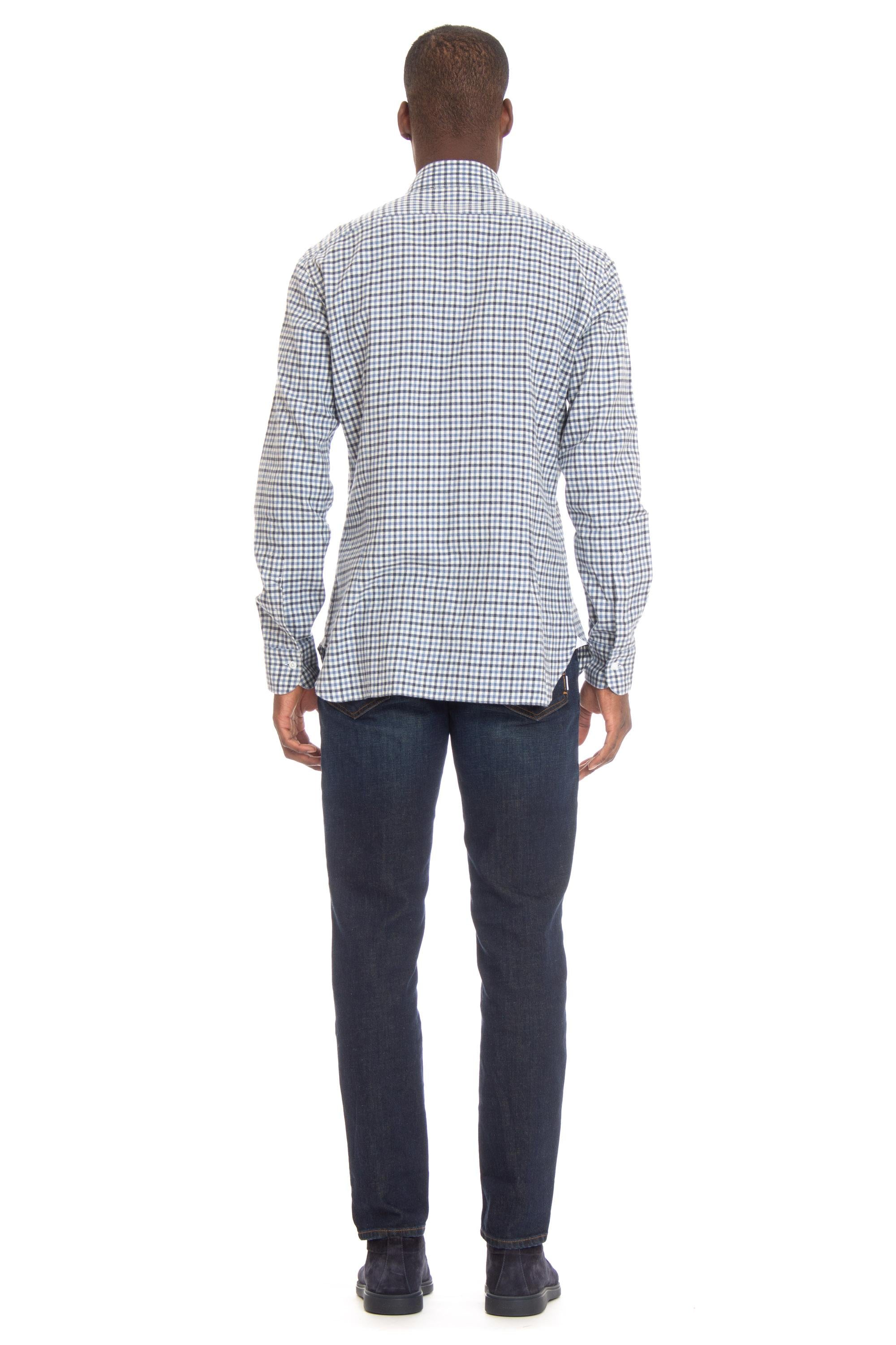 Barba Camicia in flanenlla fantasia vichy linea Dandylife LIU13P0136016.X BI/BLU 