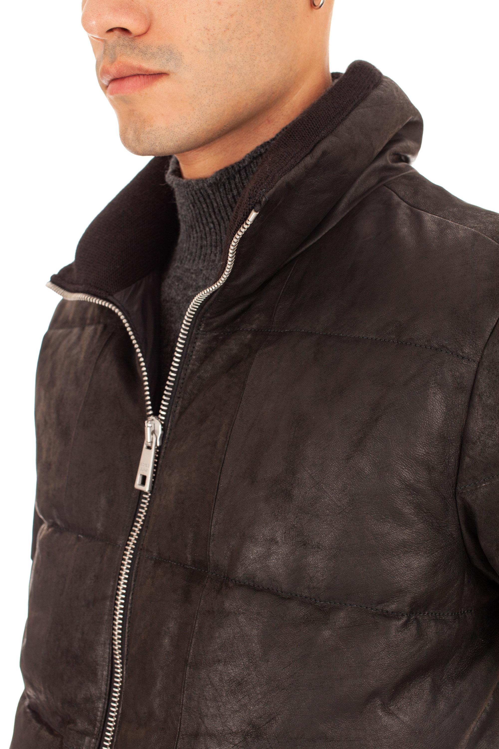 Giorgio Brato Bomber in pelle imbottito in piuma GU24F14090VBRUSHFEAR NERO 