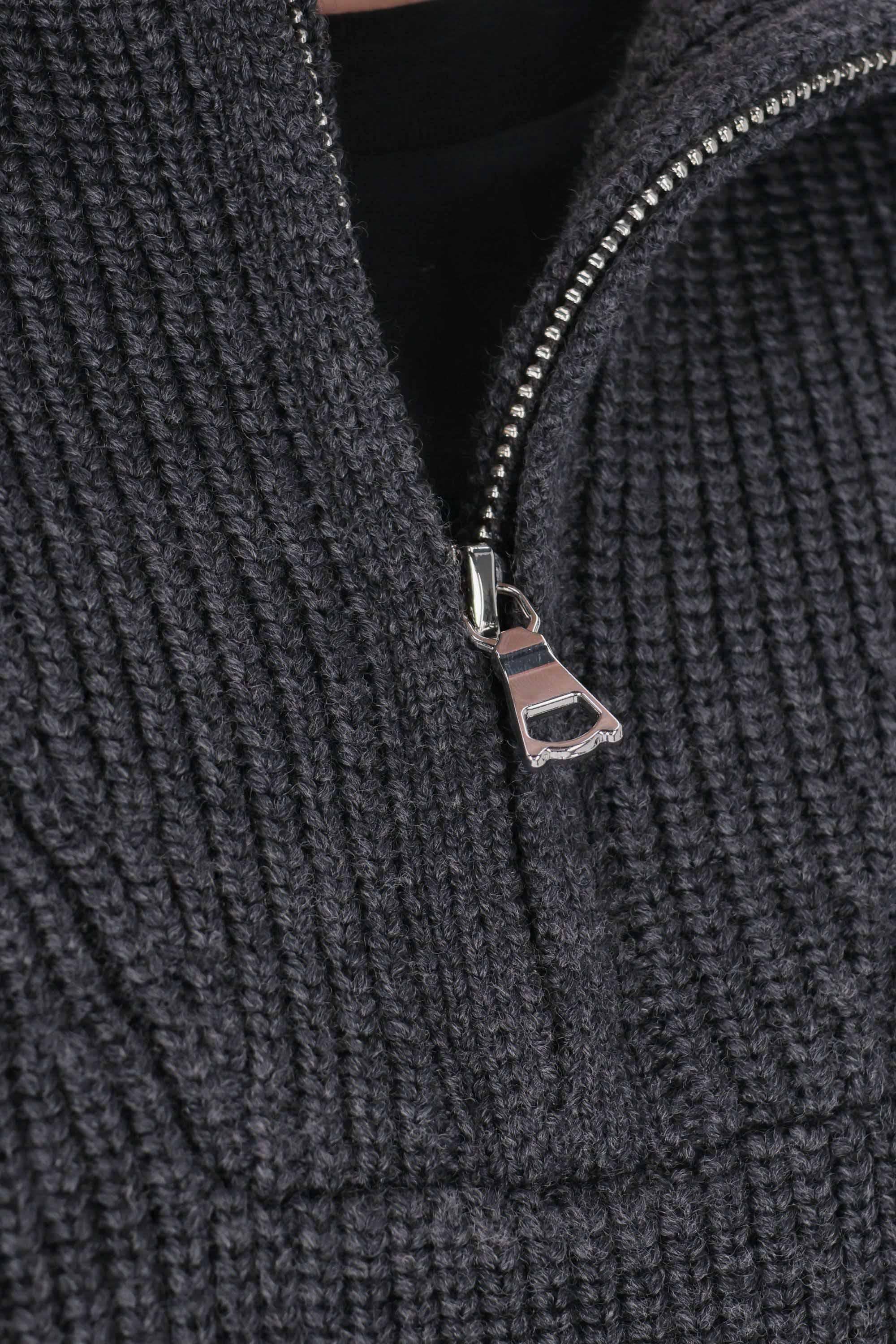 Officine Générale Maglia ciclista in pura lana merino a costa inglese MKNT314 HEATHER ANTHRACITE 