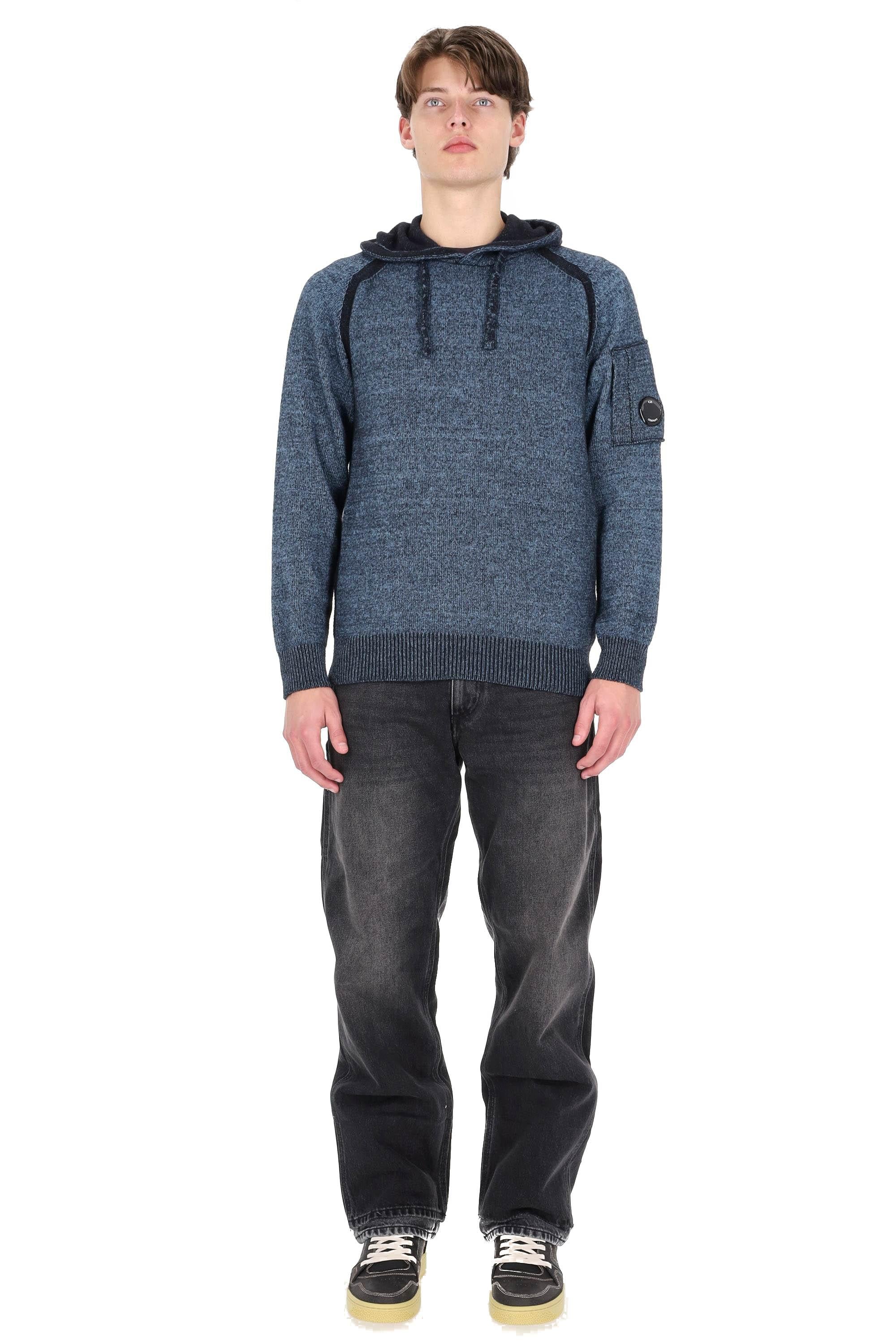CP Company Maglia-felpa in lana moulinè con cappuccio MKN254A00-6170A 815 