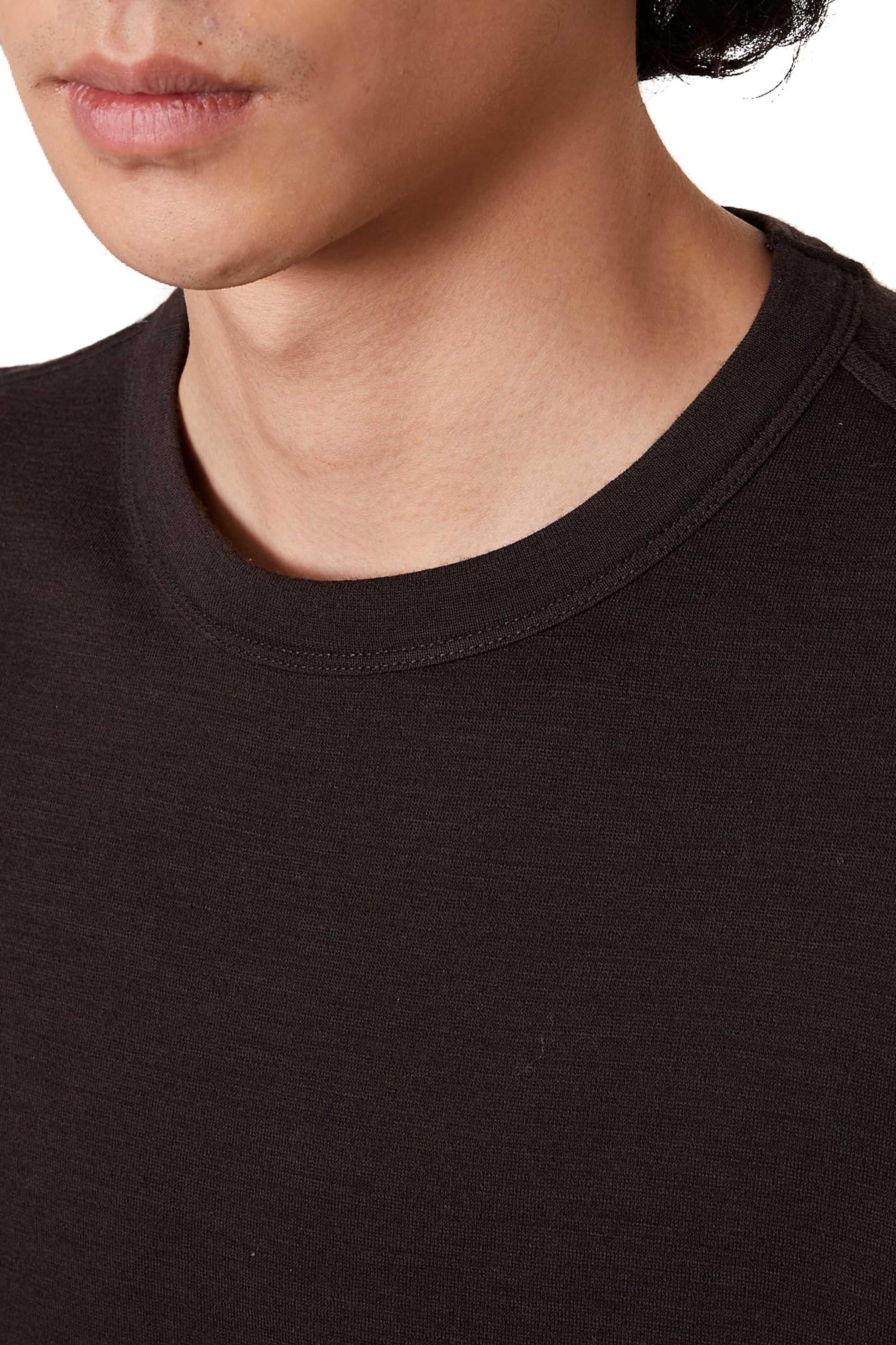 Officine Générale T-shirt manica lunga in lana MTEE211 DARK COFFEE 