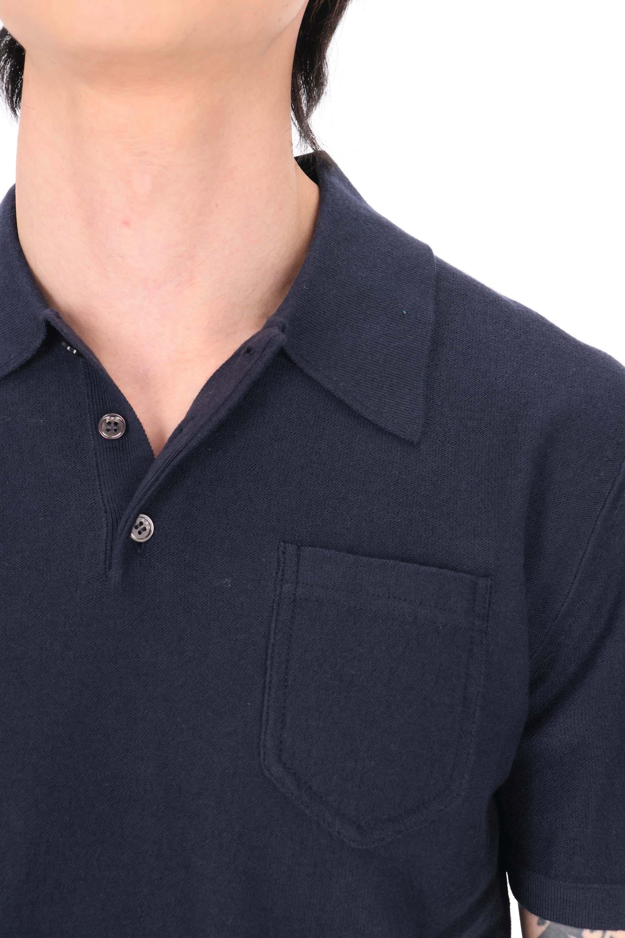 A.P.C. Polo in cotone-cashmere con taschino COHNX-H23476 IAK-DARK NAVY 