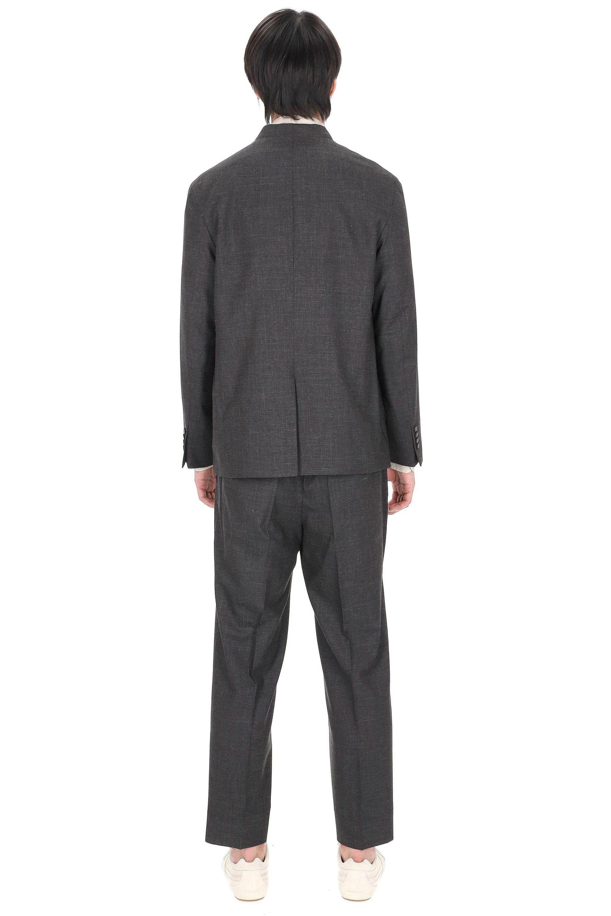 Officine Générale Giacca collo coreano in lana-seta-lino mod. Meryl MTLG402 ANTHRACITE/ECRU 