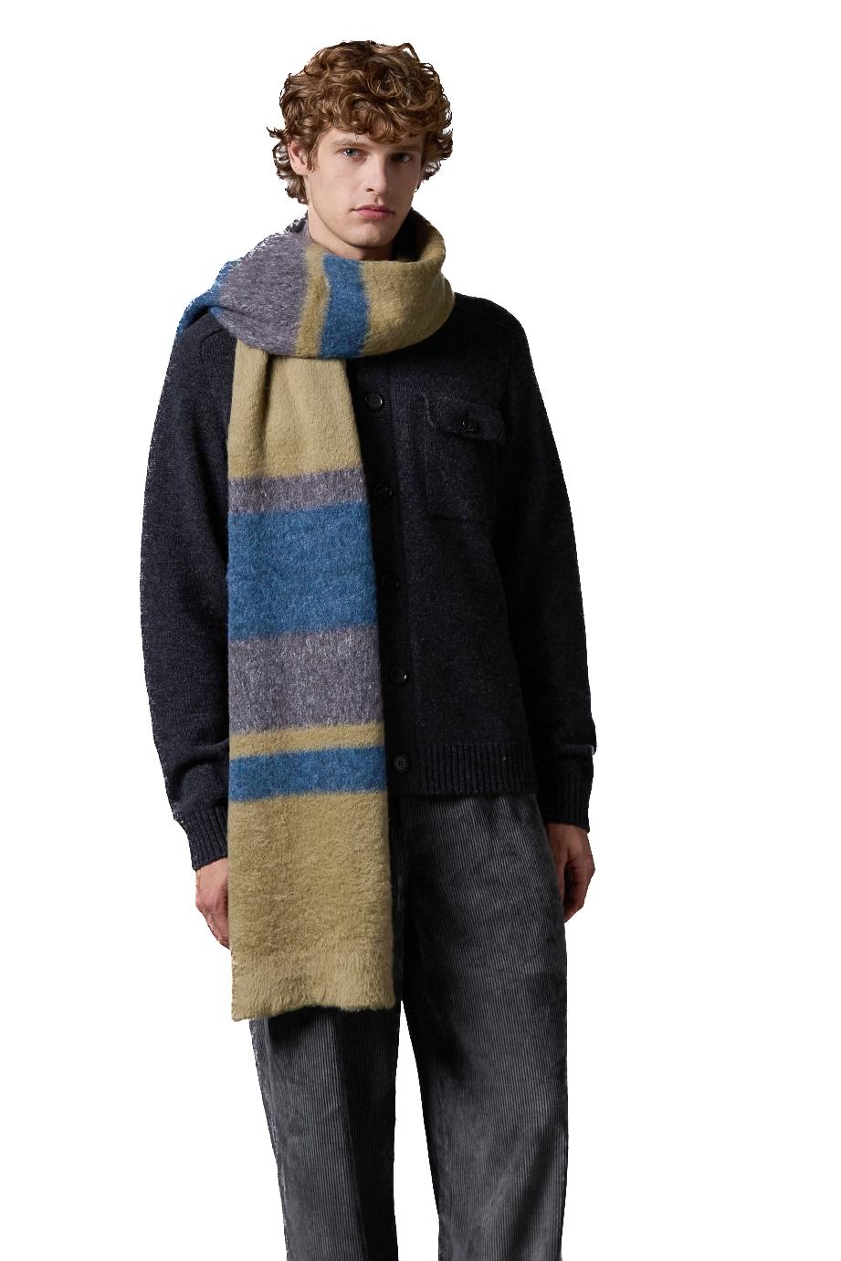 Roberto Collina Sciarpa a righe in cotone-alpaca 3M44050 M4424 