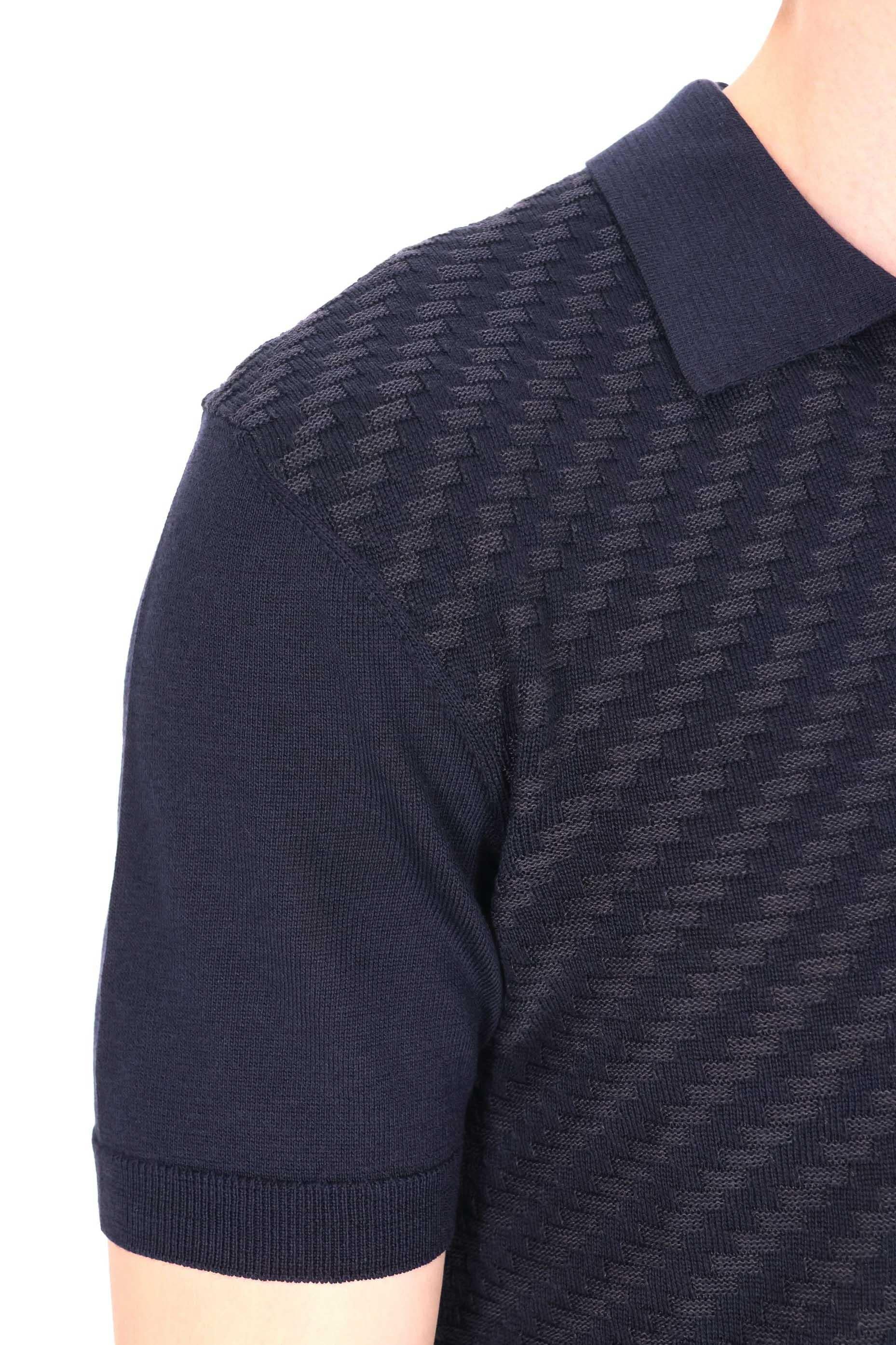 Orlebar Brown Polo in seta-cotone lavorazione jacquard mod. Horton 281496 NIGHT IRIS 