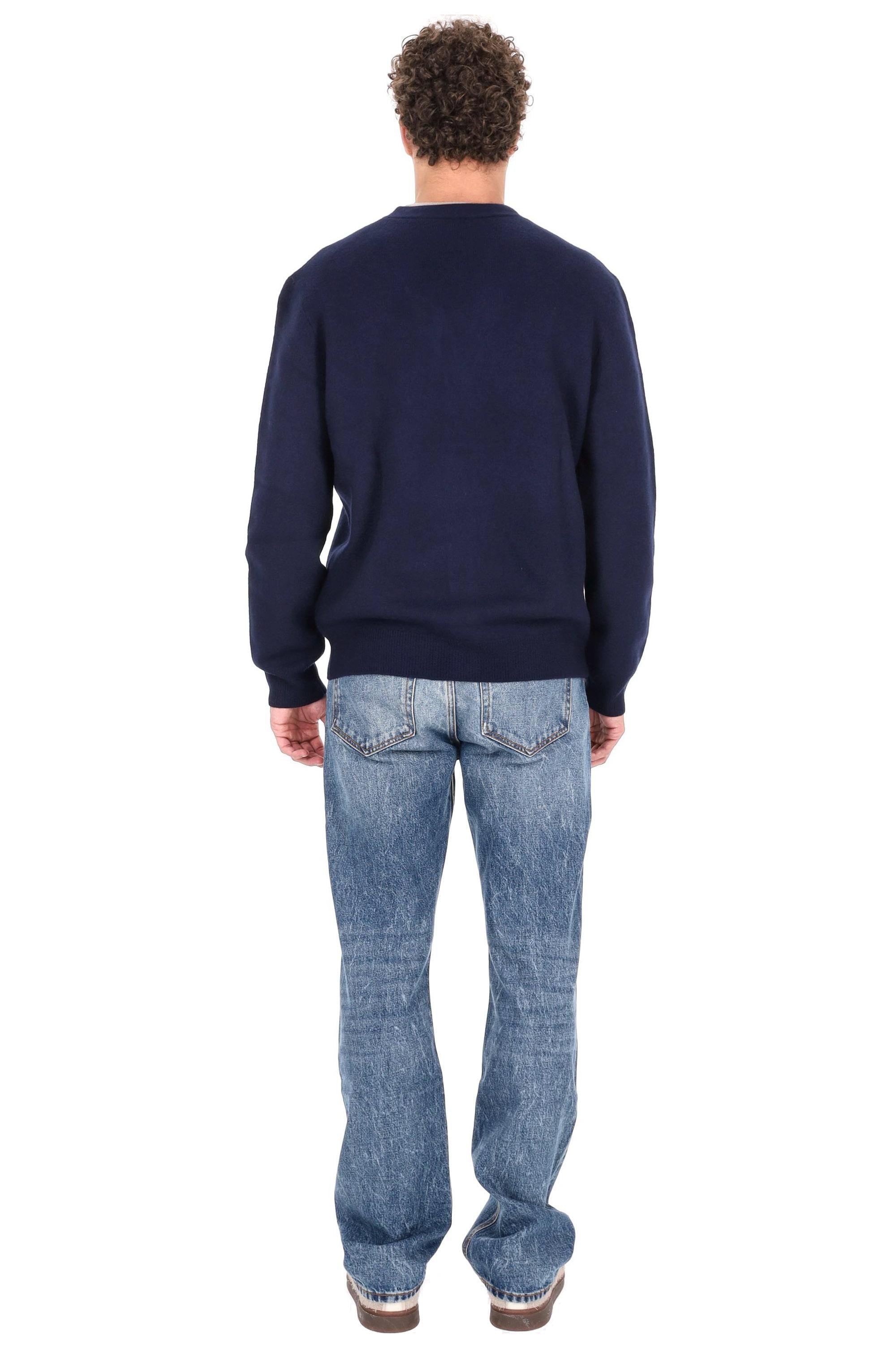 A.P.C. Cardigan in pura lana con logo WVBDK-H22305 IAK-DARK NAVY 