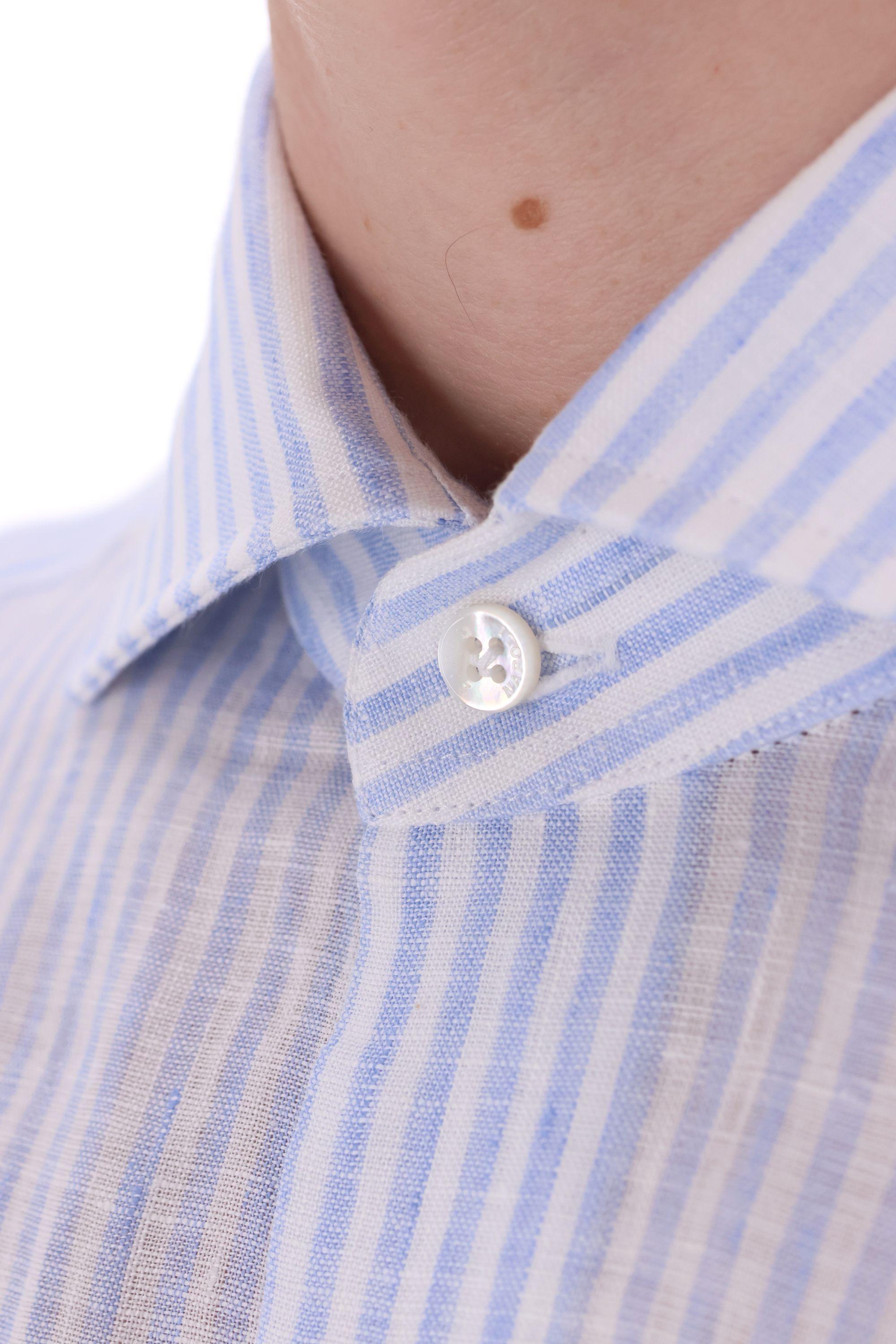 Camicia sartoriale bacchettata in lino linea Culto K1U13P0147005.U 0001 Barba 
