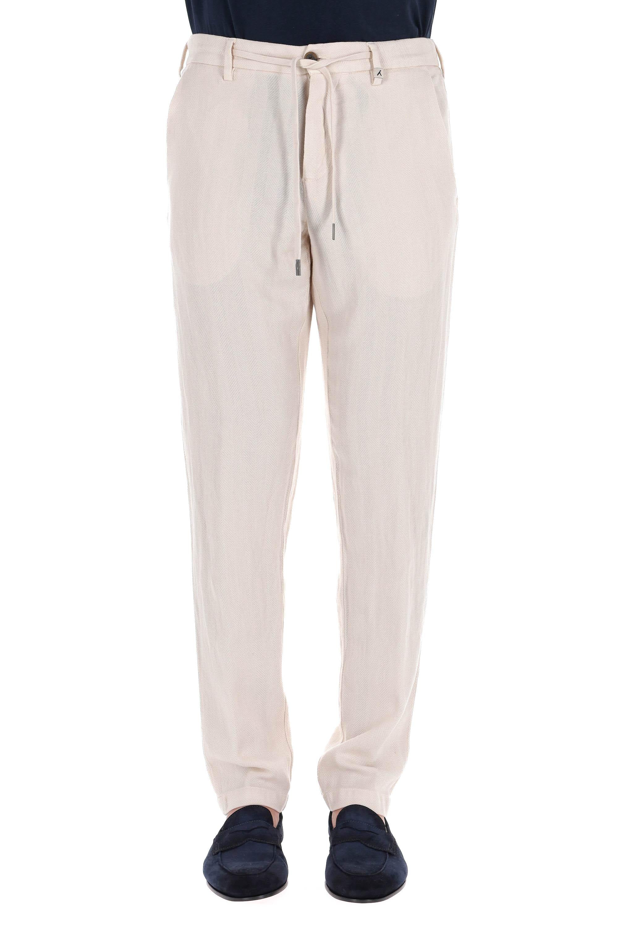 Pantalone a spina di pesce in cotone-lino Apollo 25M12L 78-2 04 Myths 