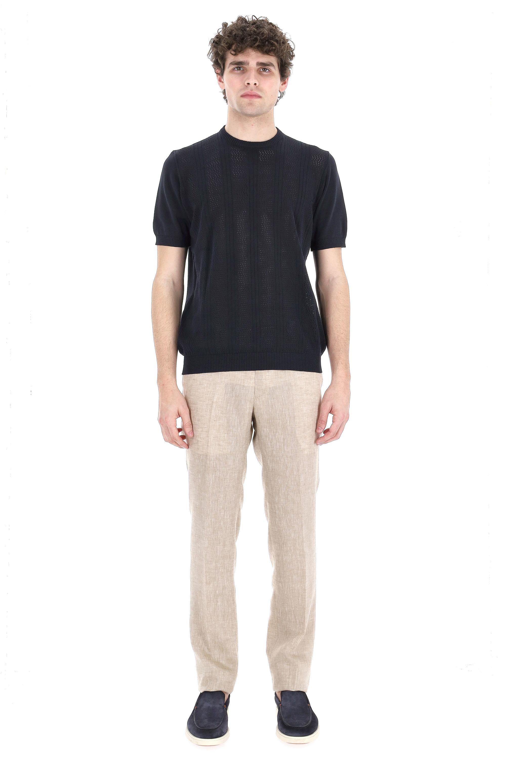 T-shirt a maglieria in cotone tramato D1Z300PT-3 795 Drumohr 