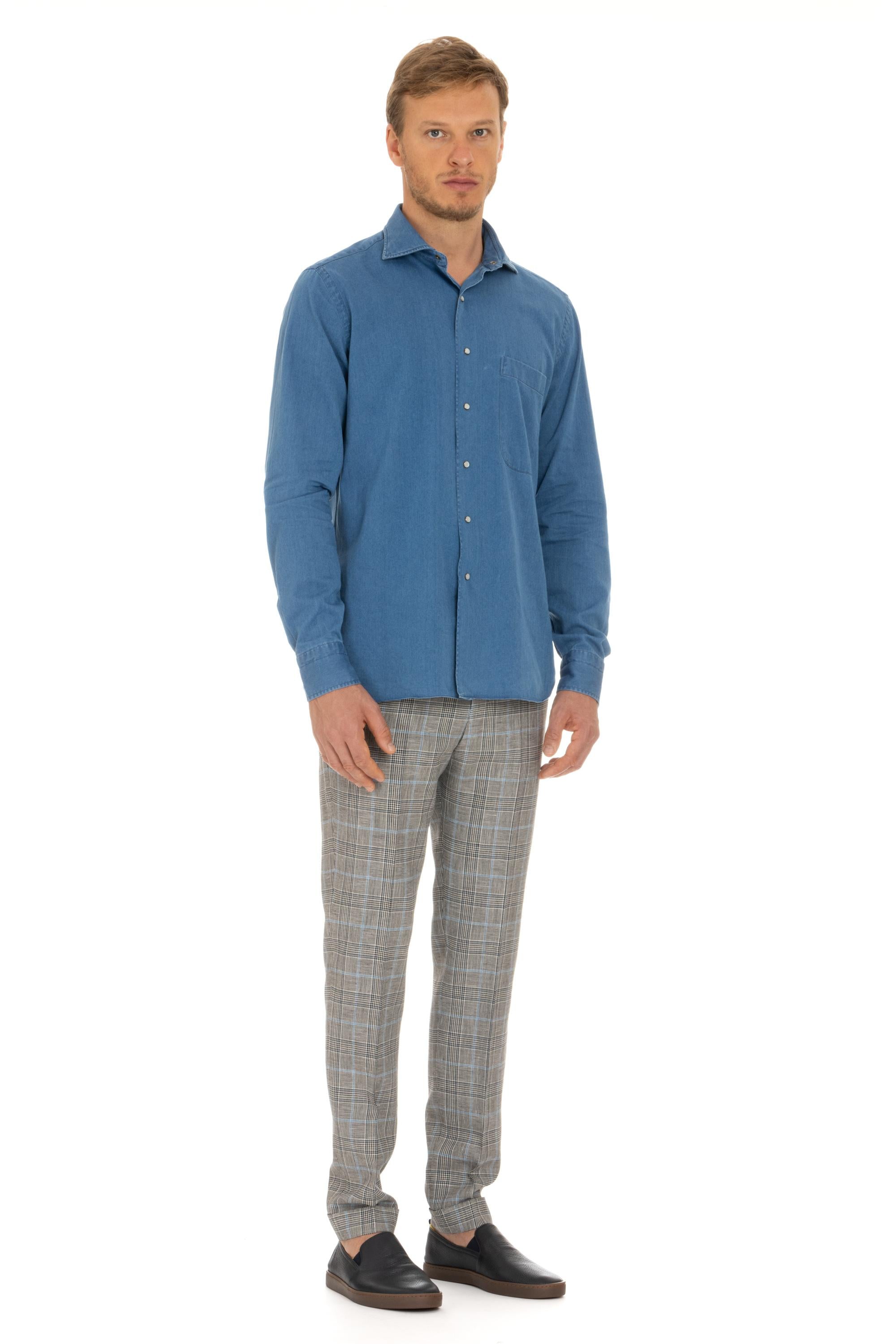 Camicia in denim con bottoni a pressione 17047. 7 Borriello 