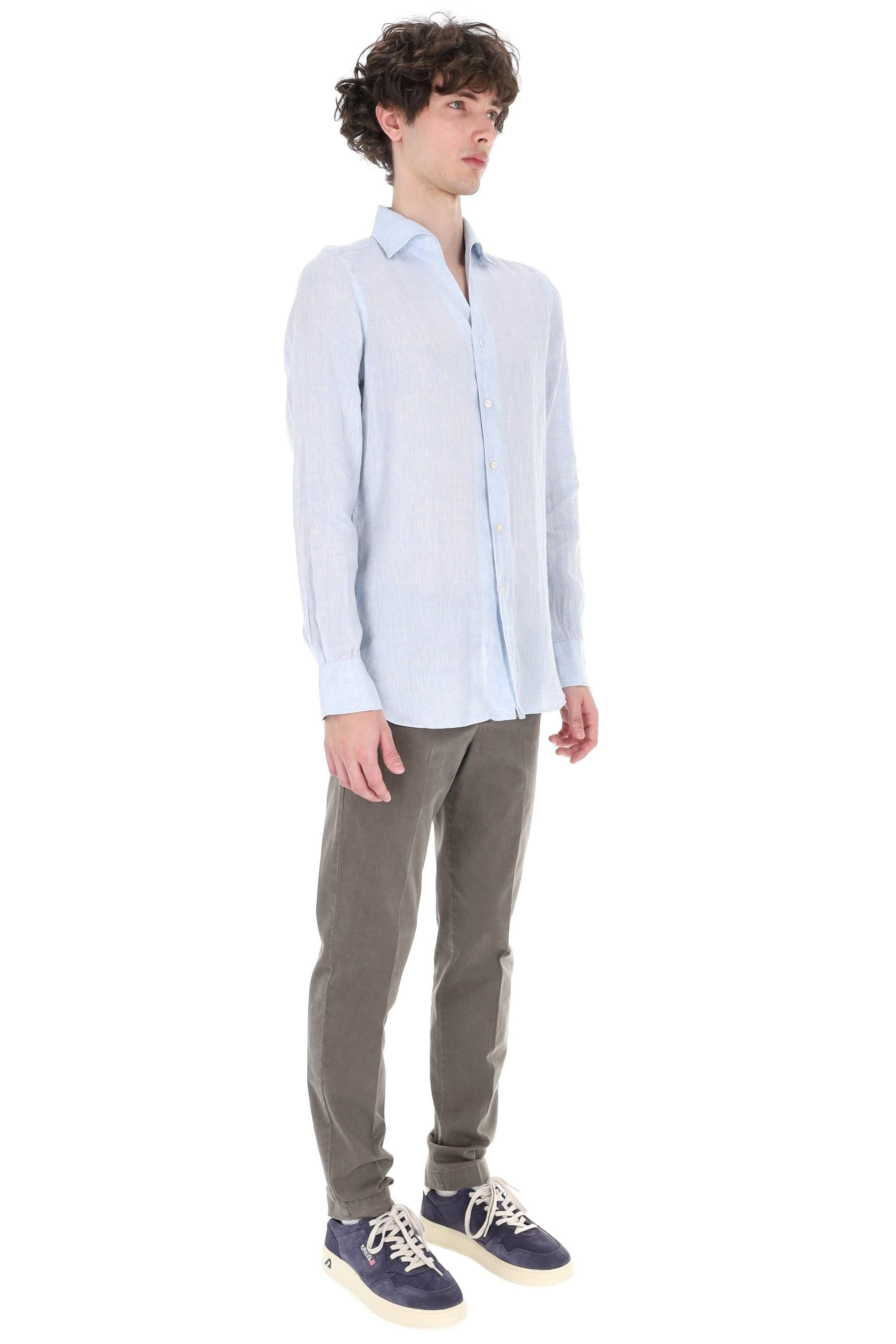 Finamore Camicia sartoriale Ustica in puro lino open collar GT18 010608 C0032 02 