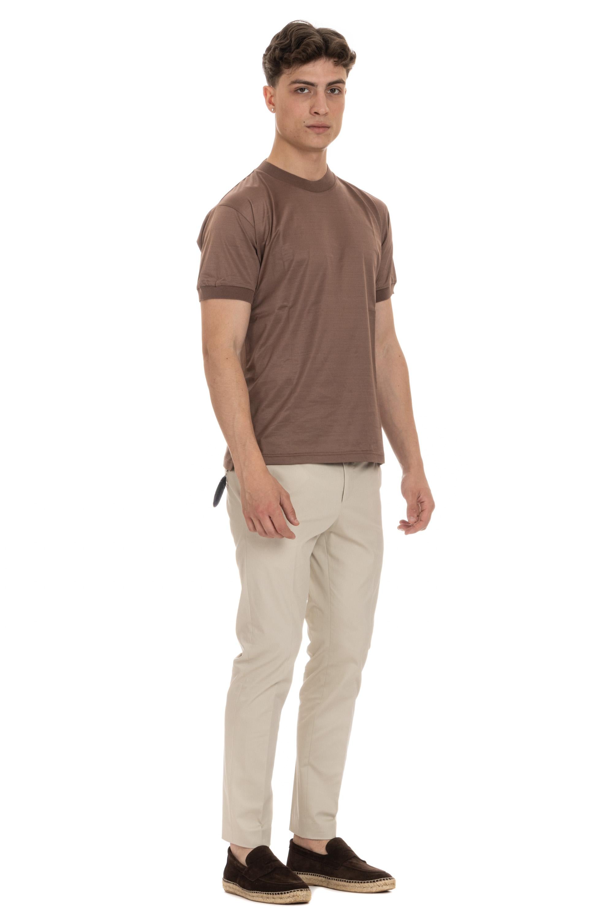 T-shirt in cotone mercerizzato<BR/> KEYS PWE24-04/4 COGNAC Tagliatore 