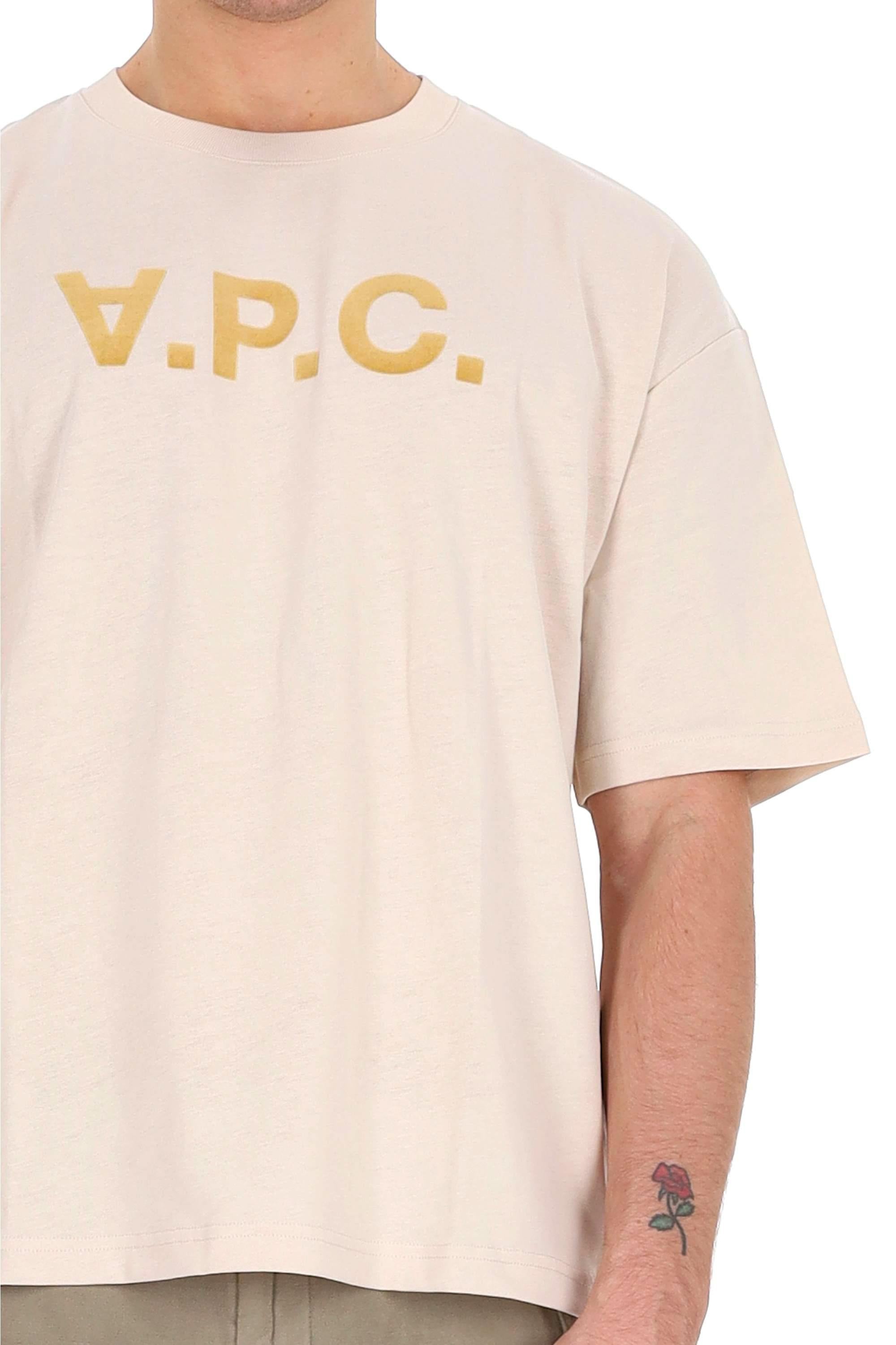 A.P.C. T-shirt in cotone con logo grande VPC COHLR-M26385 AAD-ECRU 
