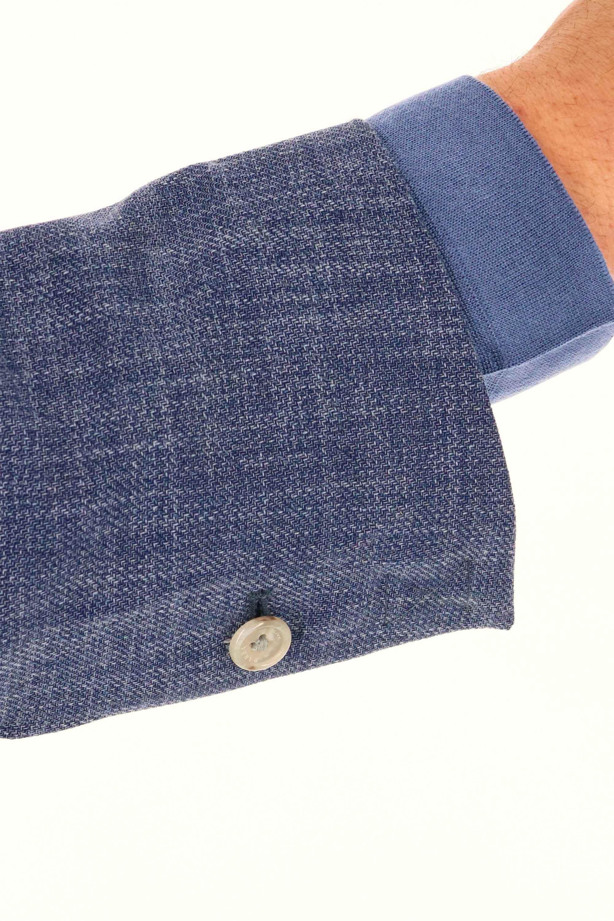 Barba Giacca doppiopetto tramata in cotone-lana Easywear EJ_48012 AZZ 