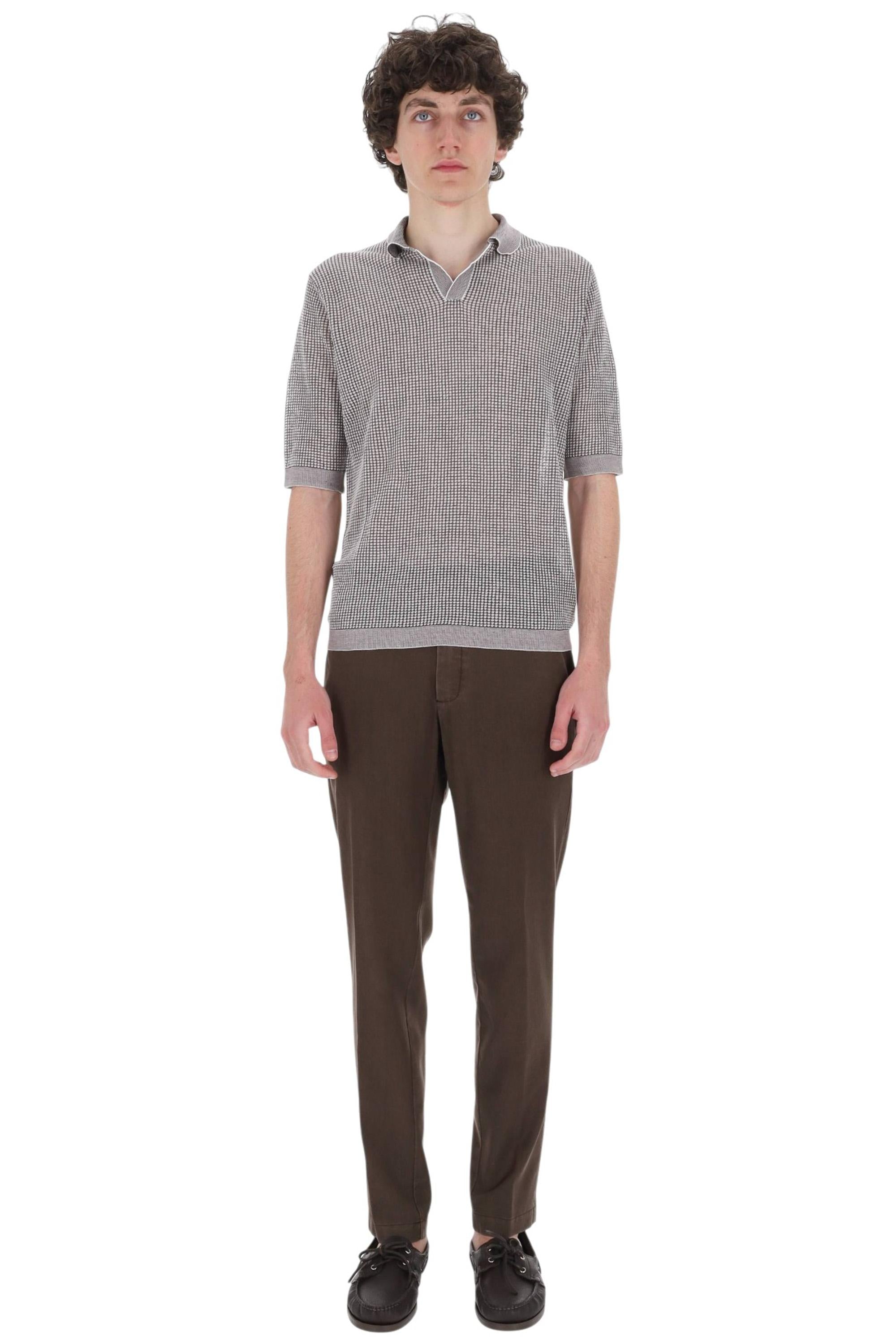 Ballantyne Polo tramata open collar in cotone-lino B2W246 14CZ9 98156 