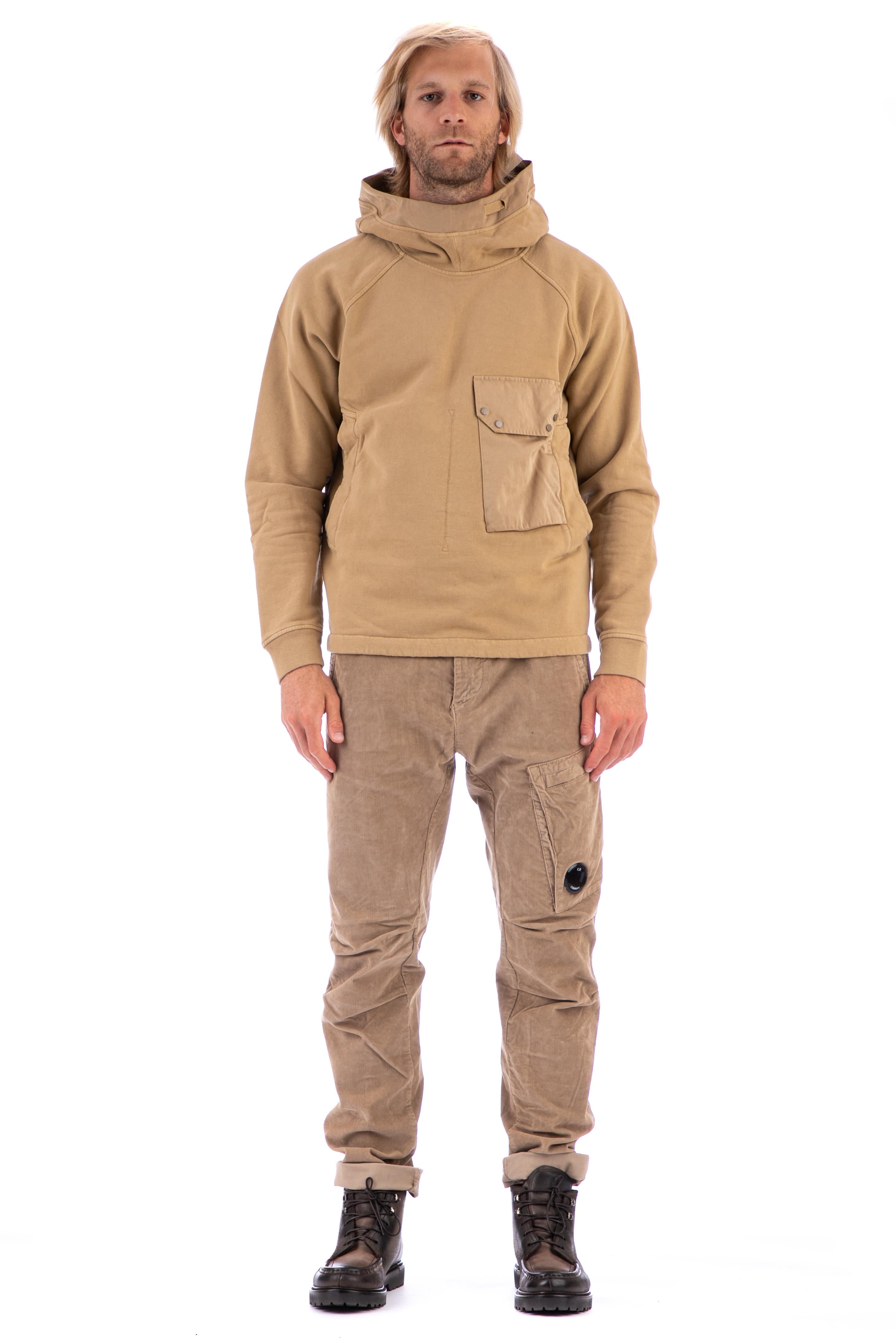 Ten C Felpa in cotone con cappuccio e taschino ojj CTCUF08145 A06455 329 