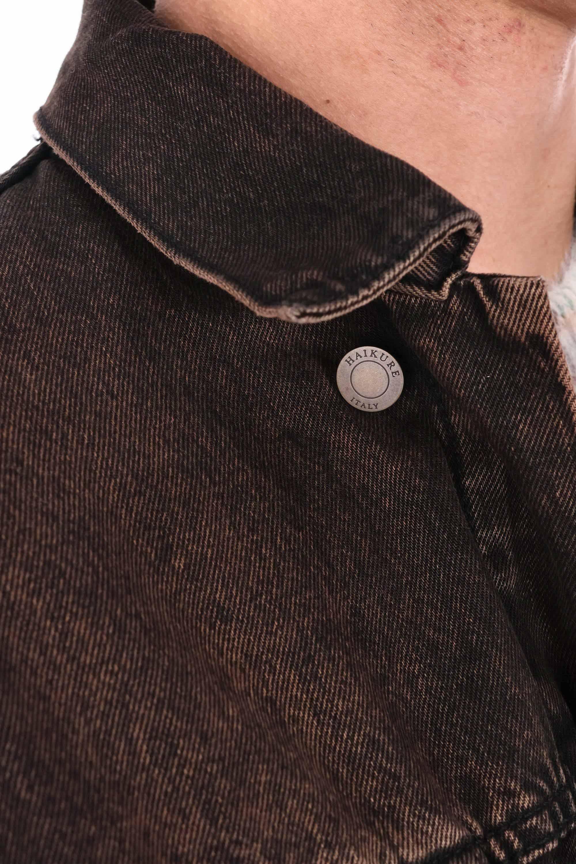 Haikure Trucker in denim con abbottonatura decentrata 09098DF174 L0897 