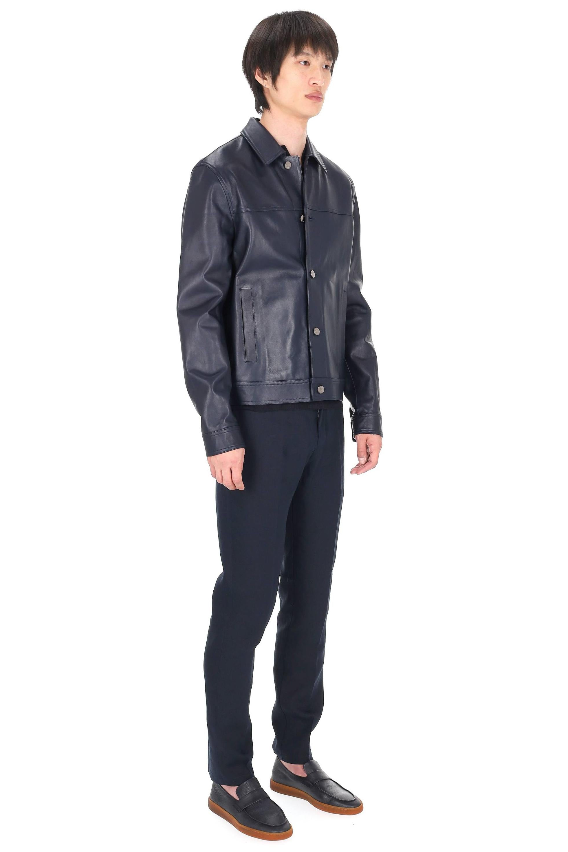 Jacob Cohen Giubbino trucker in pelle nappa guanteria H0079-080-D1392 Y99 