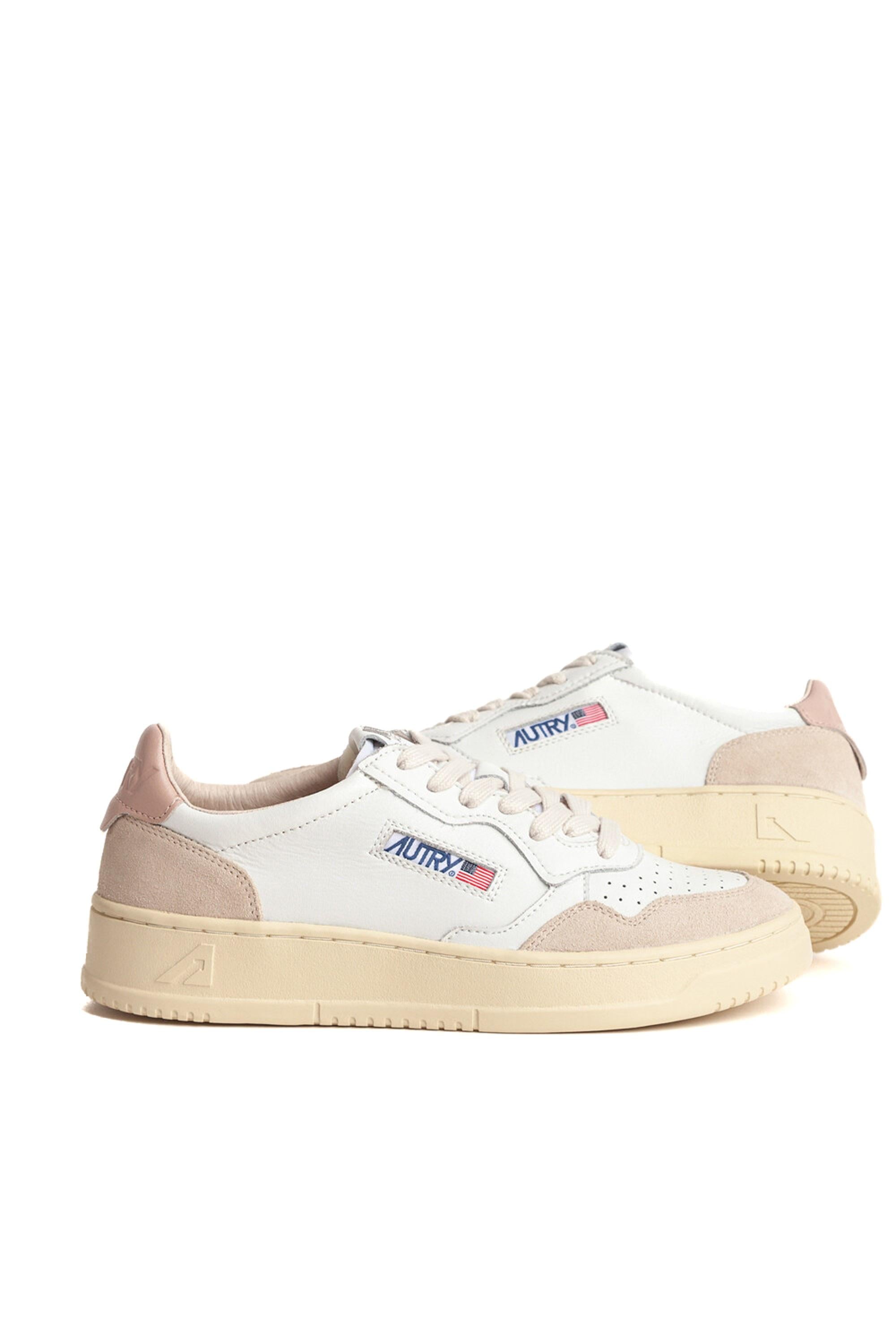 Autry Sneaker Medalist donna bimateriale talloncino rosa AULW - LS37 WHT/POW 