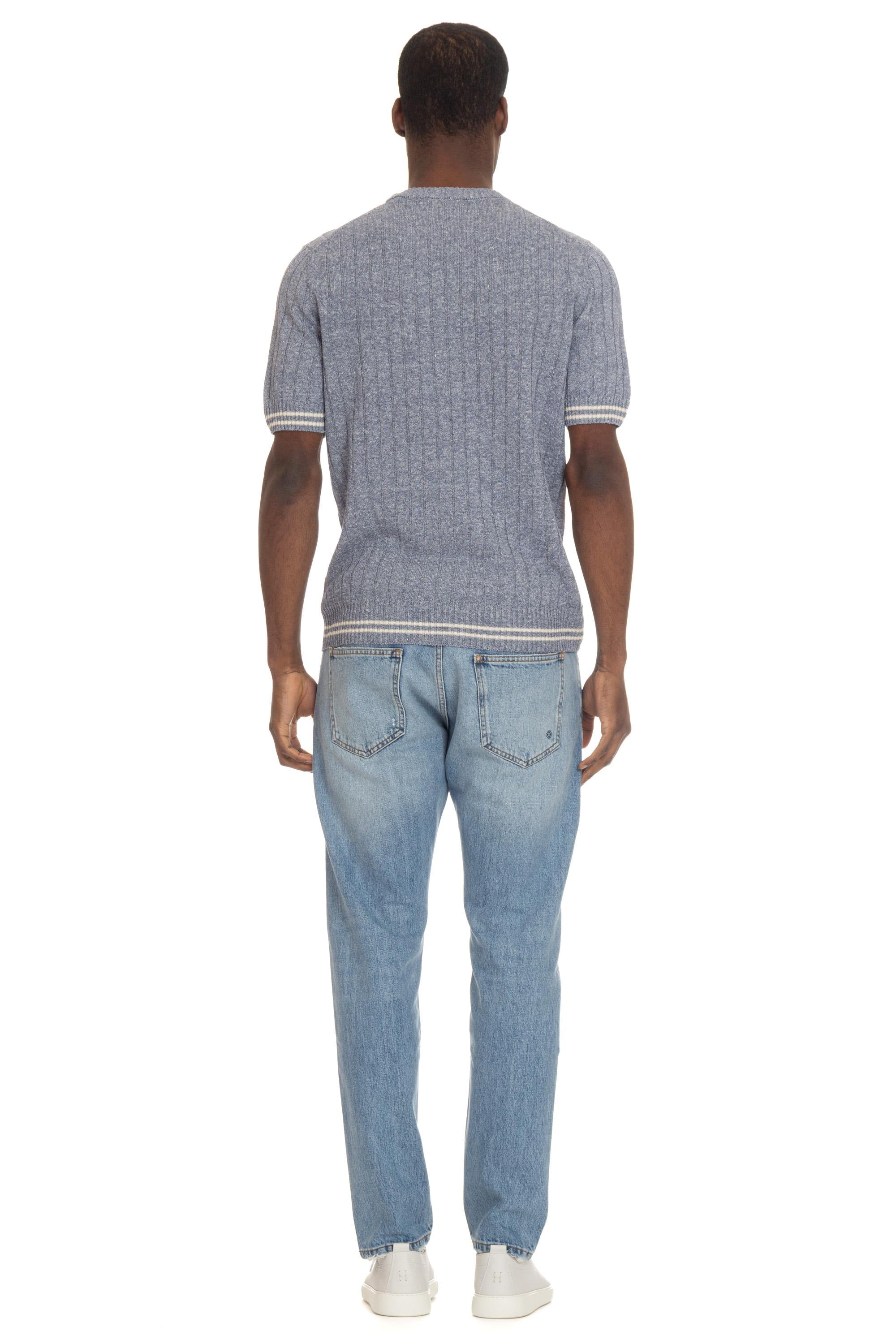 T-shirt in lino-cotone melange a coste 23147 18624/4 570 Gran Sasso 