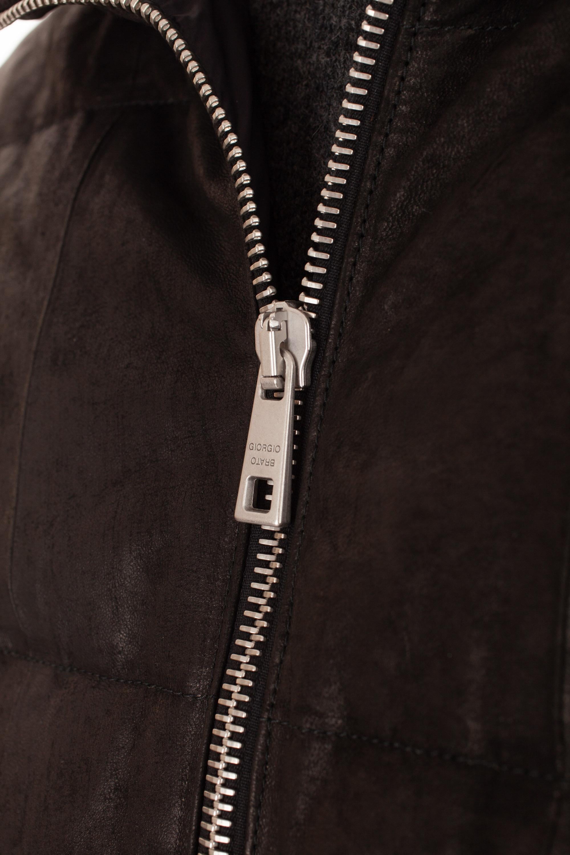 Giorgio Brato Bomber in pelle imbottito in piuma GU24F14090VBRUSHFEAR NERO 