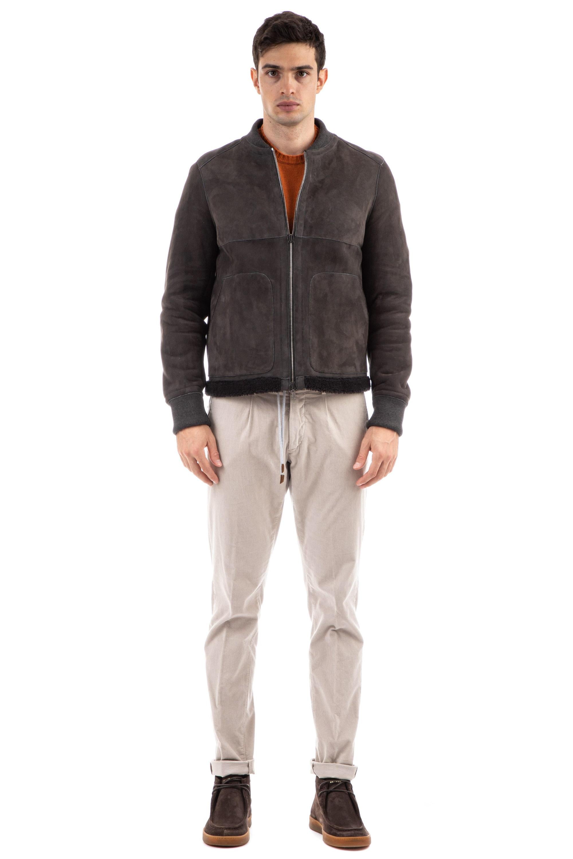 Salvatore Santoro Bomber in montone collo baseball 41537-U GREY 