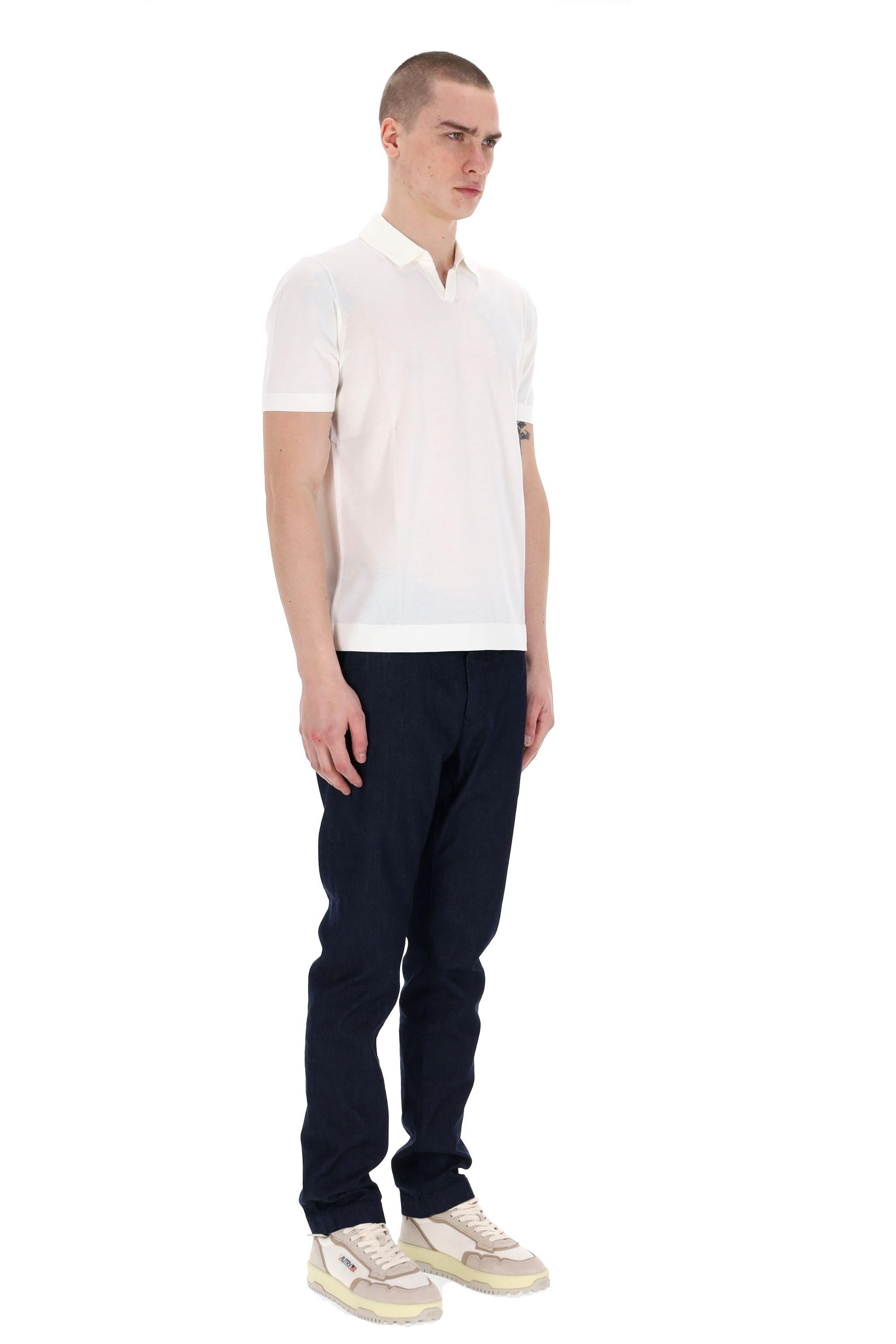 Polo in cotone frosted superlight open collar D0GF146N 105 Drumohr 