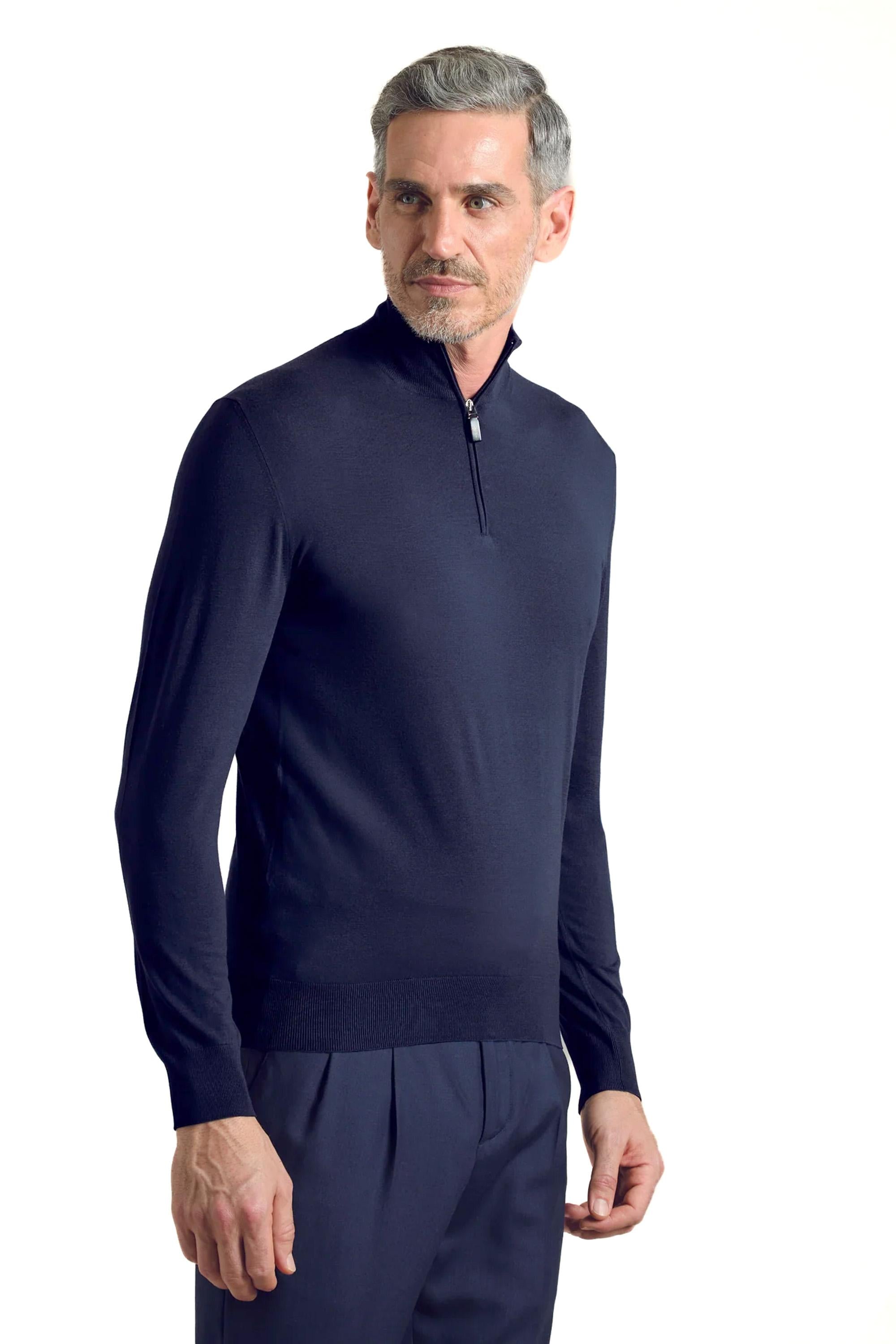 Maglia mezza zip in lana kid wool 12.8 MA00060/N/2-80APL 43000 Colombo 