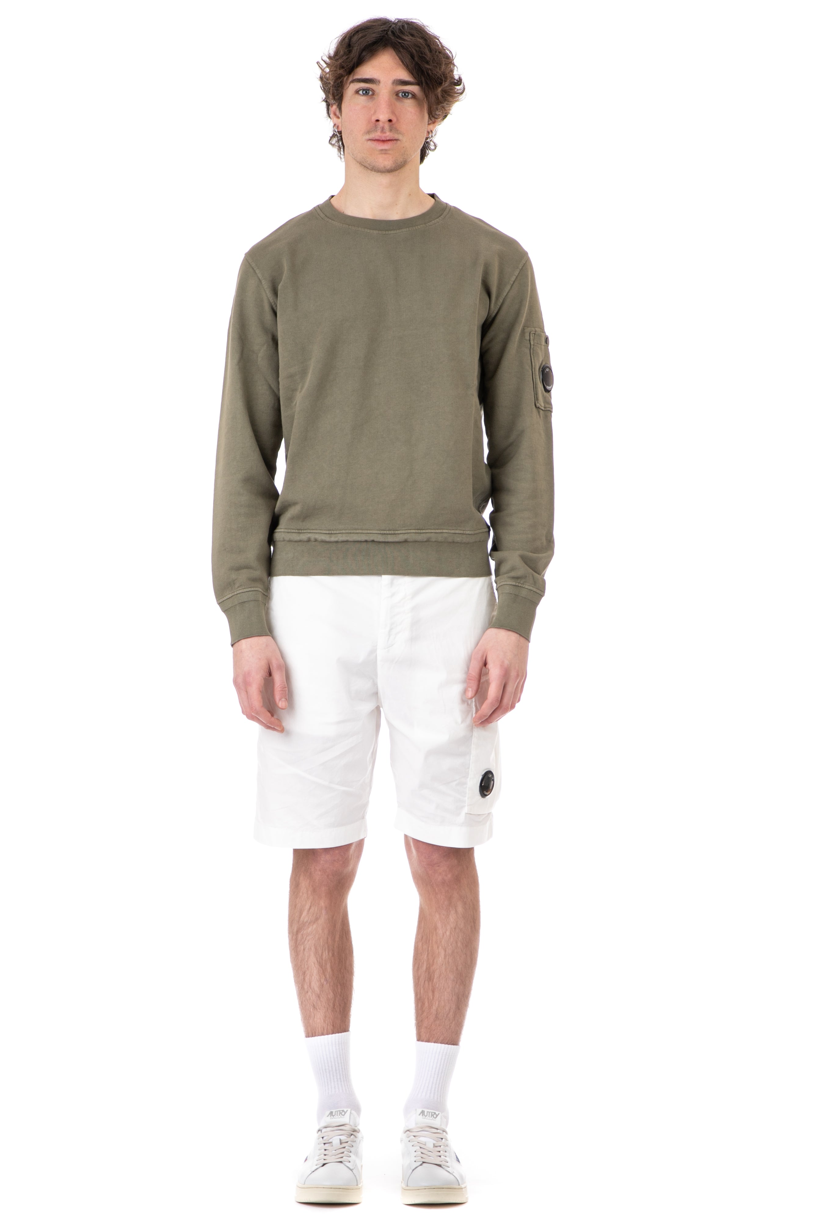 Sweatshirt mit Rundhalsausschnitt aus resistent gefärbter Baumwolle