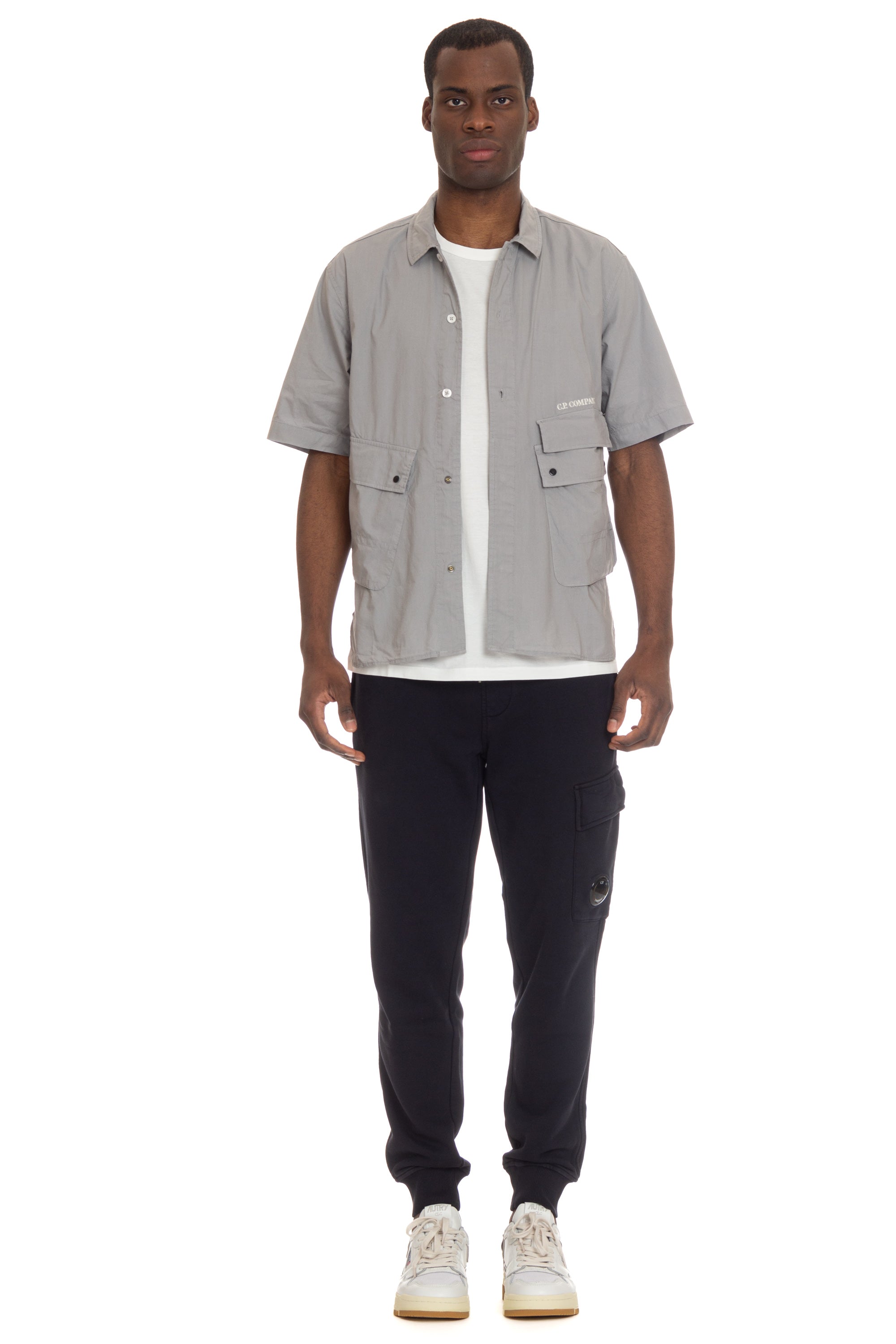 Short sleeve shirt in cotton poplin